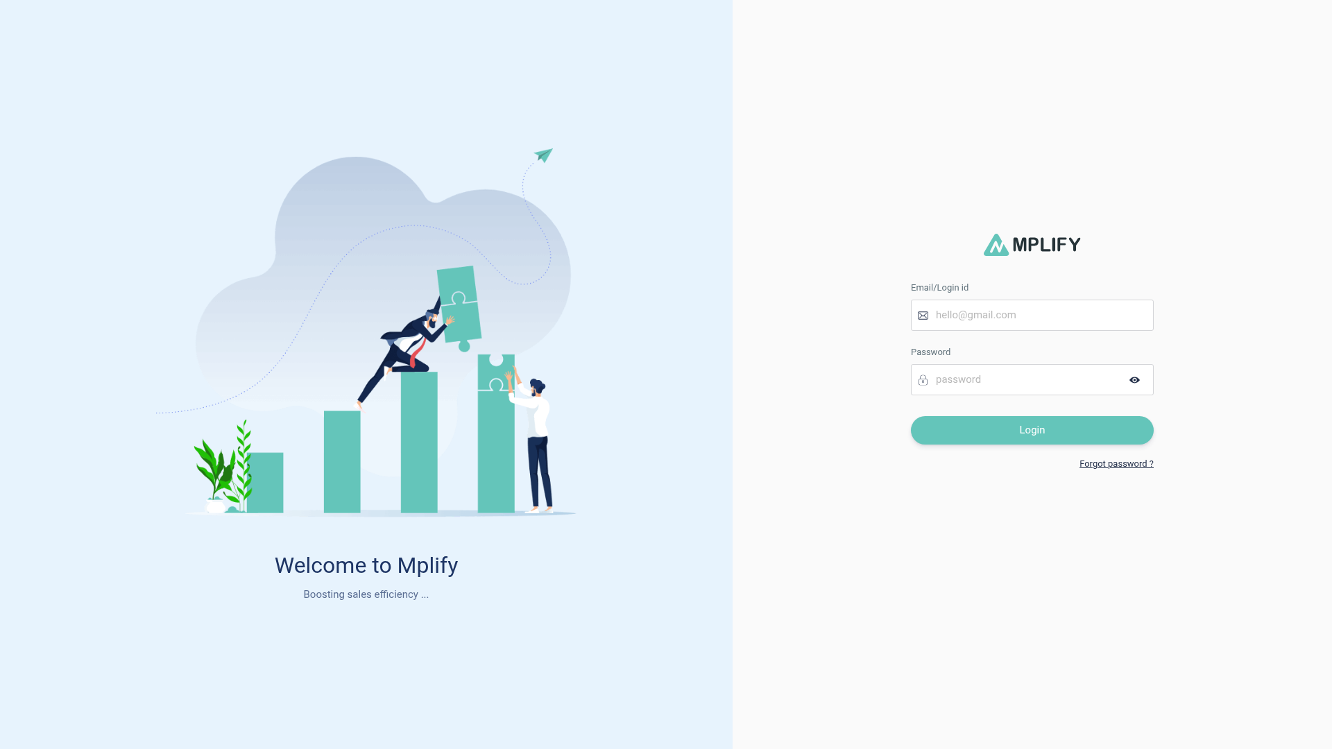 Mplify SFA sign-in page